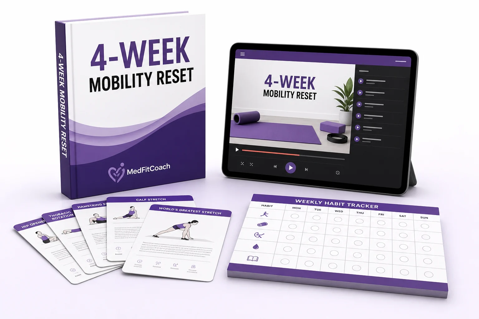 4-Week Mobility Reset digital guide with video routines and habit tracker