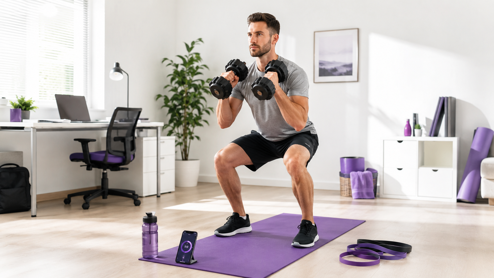 Quick full-body workout for weight loss using dumbbells and resistance bands